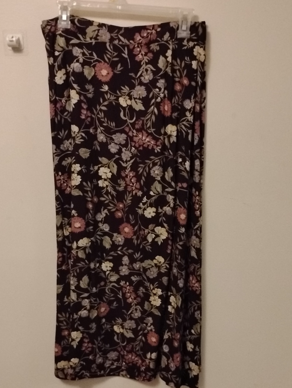 Lane Bryant Deep Purple Maxi Skirt with Pink and Cream Floral Motif